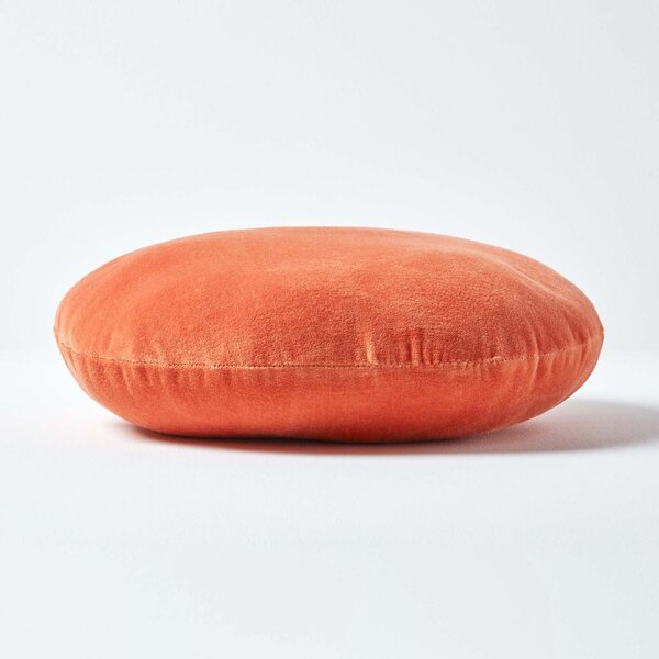 Luxury Burnt Orange Cotton Velvet Cushion Round Scatter Cushion 40cm