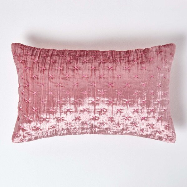 Blush Pink Crushed Velvet Rectangular Cushion Cover Luxury, 30 x 50 cm