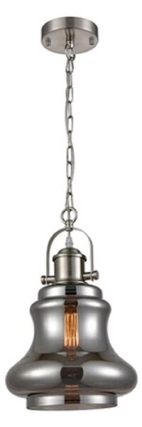 PH200 Ceiling Bell Pendant In Satin Nickel And Smoked Glass