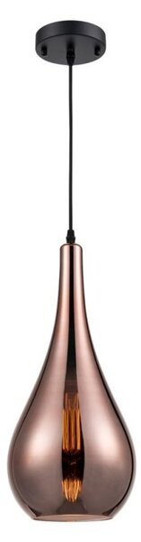 Franklite PCH189 Droplet Single Ceiling Pendant Light In Copper Glass