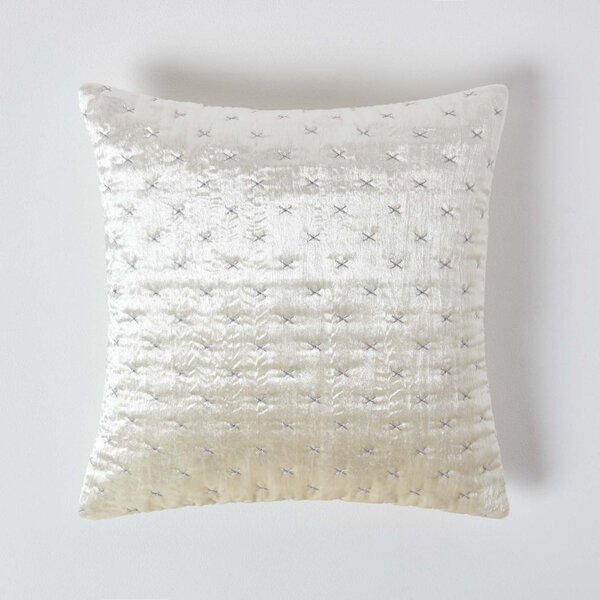 Cream Crushed Velvet Cushion Cover Luxury Soft Touch 40 x 40 cm