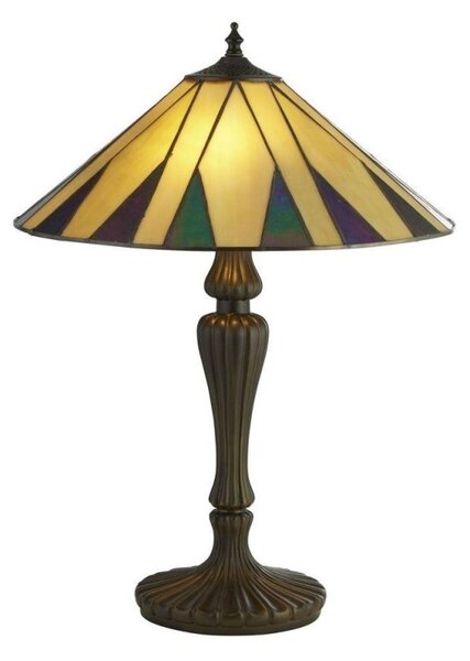 Searchlight 7065-42 Charleston Large Table Lamp In Antique Brass With Tiffany Glass - H: 560mm