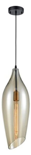 Franklite PCH196 Taper Ceiling Pendant Light In Pale Amber Glass - Dia: 200mm