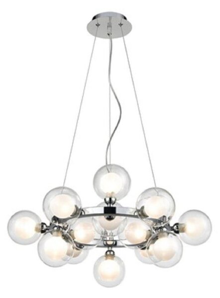 FL2400-15 15 Light Ceiling Pendant In Chrome With Clear Glass