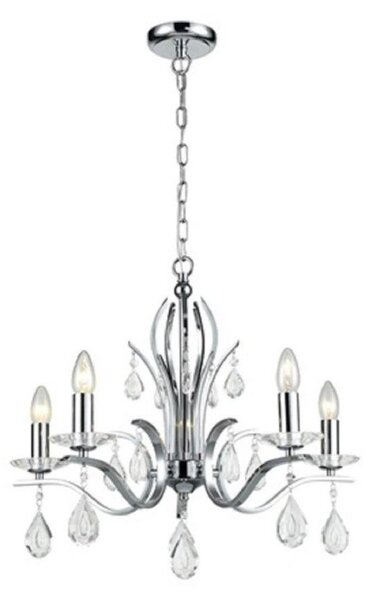 F2403-5 Forum 5 Light Ceiling Pendant In Chrome With Crystal Glass Drops