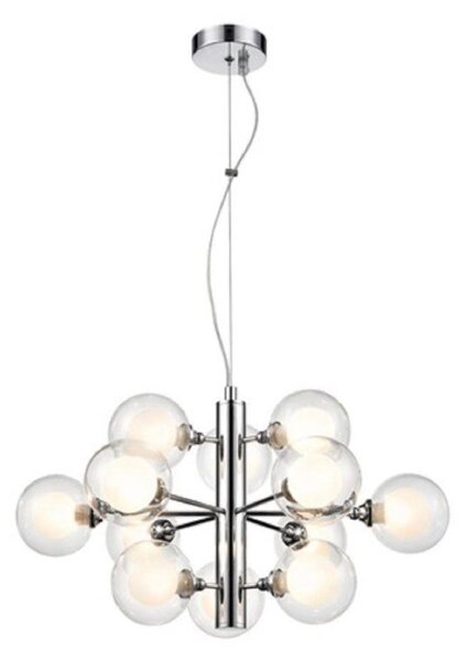 F2400-12 12 Light Ceiling Pendant In Chrome With Clear Glass