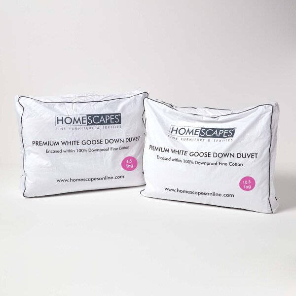 Homescapes Premium White Goose Down 15 Tog All Seasons Duvet, Single