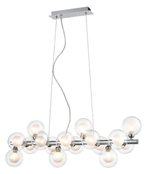 F2400-16 16 Light Ceiling Bar Pendant In Chrome With Clear Glass
