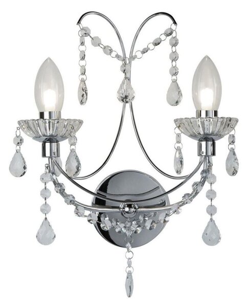 Searchlight 9037-2CC Autumn 2 Light Wall Light In Chrome And Crystal