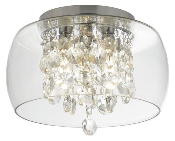 Searchlight 1773CC Bathroom Flush Ceiling Light In Chrome With Crystal And Clear Glass