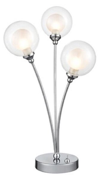 T512 3 Light Table Lamp In Chrome With Clear Glass