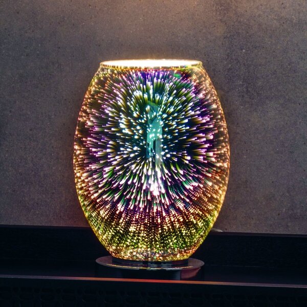 Endon 74940 Stellar 1 Light Touch Table Lamp In Chrome Plate And Holographic Glass