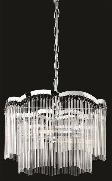 Firstlight 7653CH Opera 1 Light Ceiling Pendant In Chrome With Clear Glass Rods