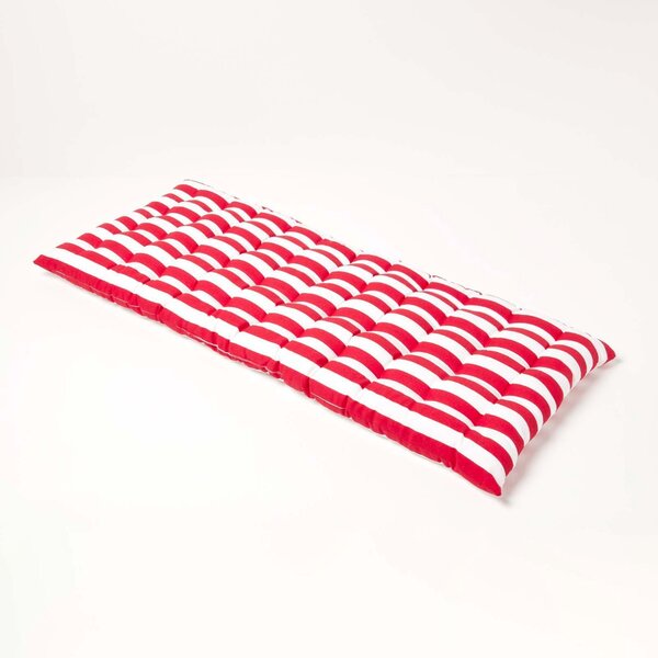 Homescapes Red Stripe Bench Seat Pad Cushion 2 Seater