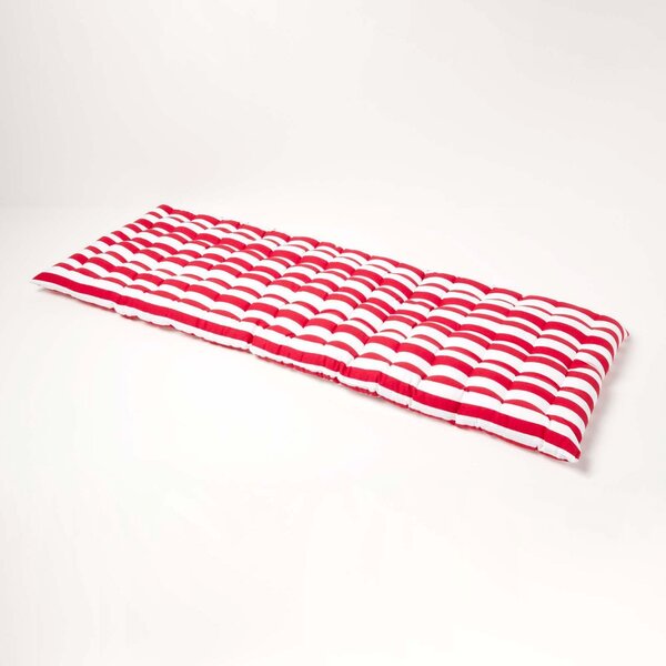 Homescapes Red Stripe Bench Seat Pad Cushion 3 Seater