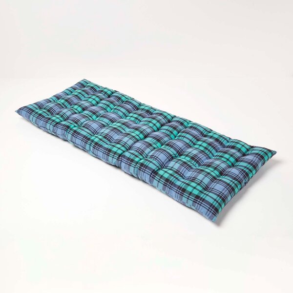 Homescapes Green Tartan Bench Seat Pad Cushion 2 Seater