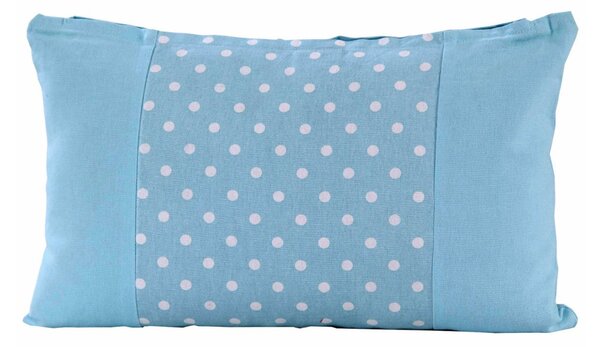 Cotton Plain Blue and Polka Dots Rectangular Cushion Cover, 30 x 50 cm