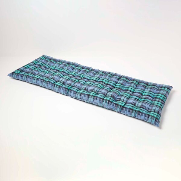 Homescapes Green Tartan Bench Seat Pad Cushion 3 Seater