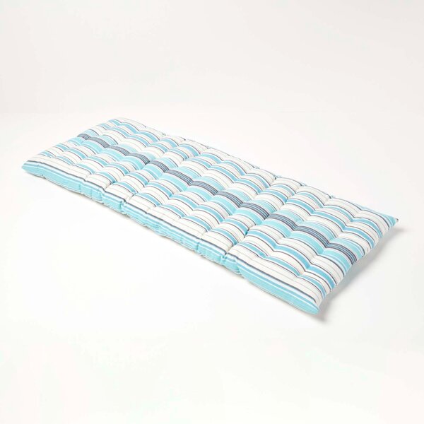 Homescapes Blue Stripe Bench Seat Pad Cushion 2 Seater