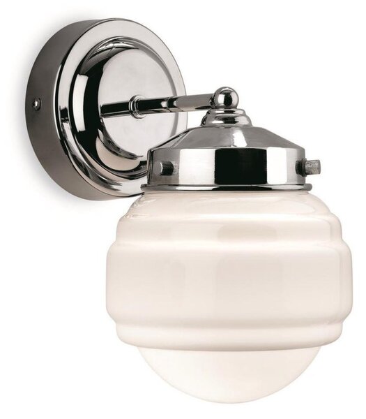 Firstlight 4946CH Art Deco Wall Light In Chrome And Opal White Glass