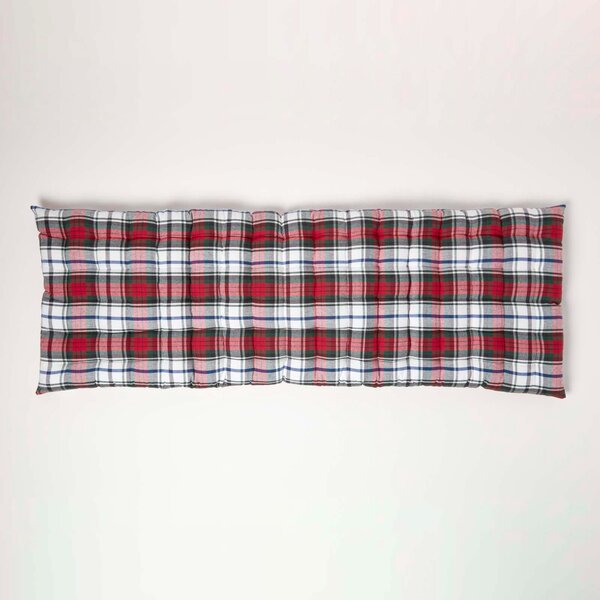 Homescapes Red Tartan Bench Seat Pad Cushion 3 Seater