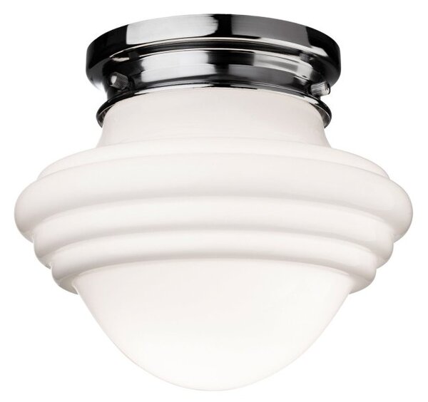 Firstlight 4944CH Art Deco Flush Ceiling Light In Chrome And Opal White Glass
