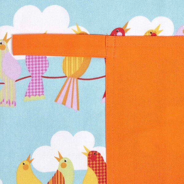 Homescapes Cotton Birds on Wire Orange Blue Unisex Apron With Pocket