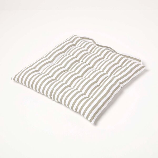 Homescapes Grey Stripe Seat Pad Chair Cushion 40 x 40cm Set of 4