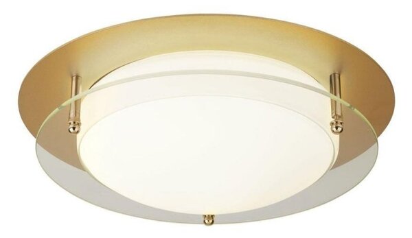 Searchlight 6830-38GO Bathroom Flush Ceiling Light In Gold With Clear Glass - Dia: 380mm