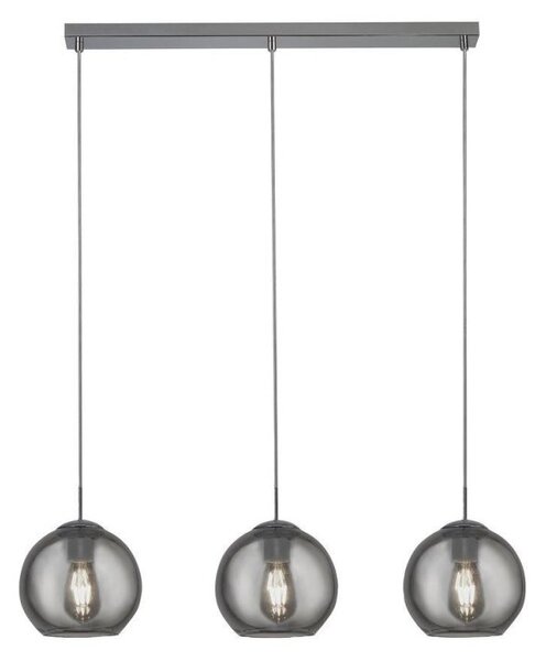 Searchlight 1623-3SM Pendant 3 Light Linear Ceiling Light In Chrome With Smoked Glasses