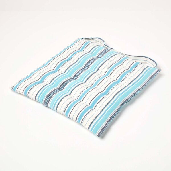 Homescapes Blue Stripe Seat Pad Chair Cushion with Straps 40 x 40cm