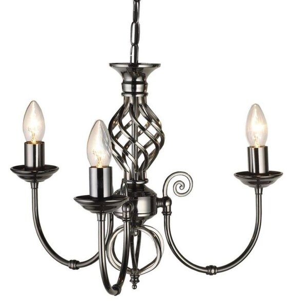 Classic 3 Light Multi Arm Knot Twist Ceiling Pendant Light In Gun Metal
