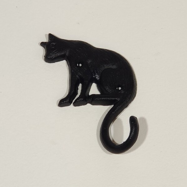 Cast Iron Garden Hook Black Cat Decoration Indoor or Outdoor Use