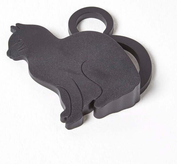 Black Cat Door Wedge, Small Plastic Door Stopper for Indoor Use