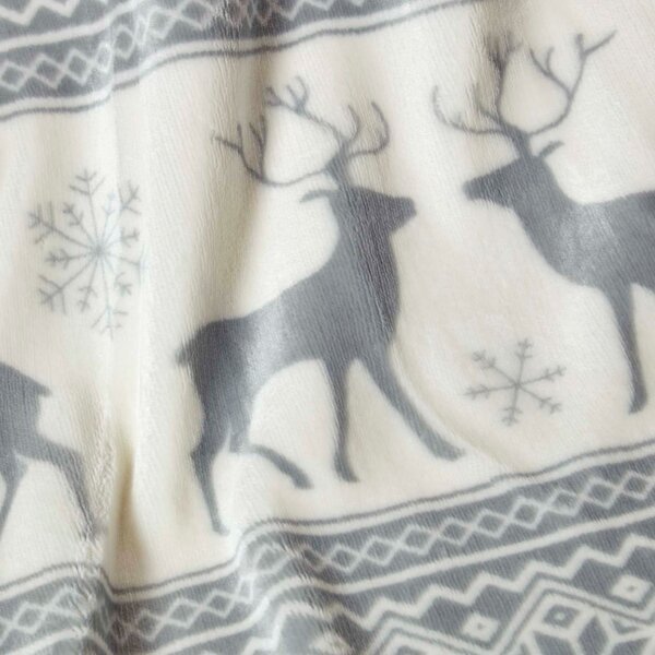 Homescapes Grey & White Soft Nordic Christmas Throw 130 x 180 cm