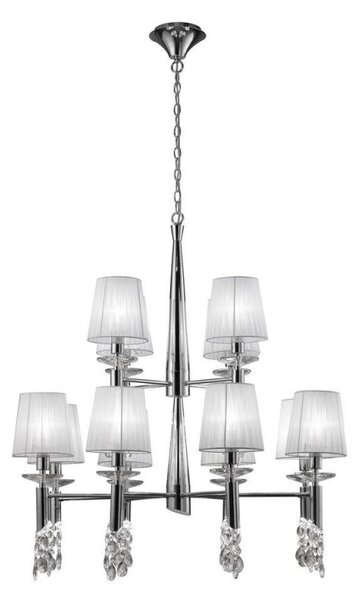Mantra M3850 Tiffany 12+12 Light Pendant Light In Chrome With White Shades