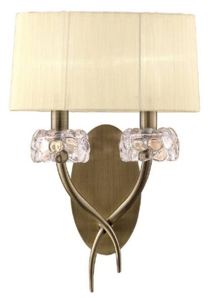 Mantra M4634AB/S Loewe 2 Light Switched Wall Light With Shades In Antique Brass