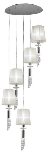 Mantra M3857 Tiffany 5+5 Light Spiral Pendant Light In Chrome With White Shades