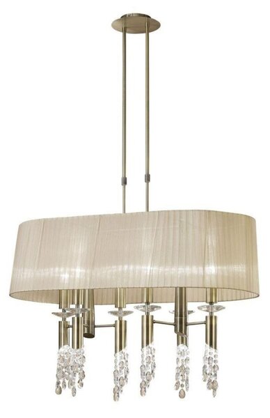 Mantra M3873 Tiffany 6+6 Light Oval Pendant Light In Antique Brass With Soft Bronze Shades
