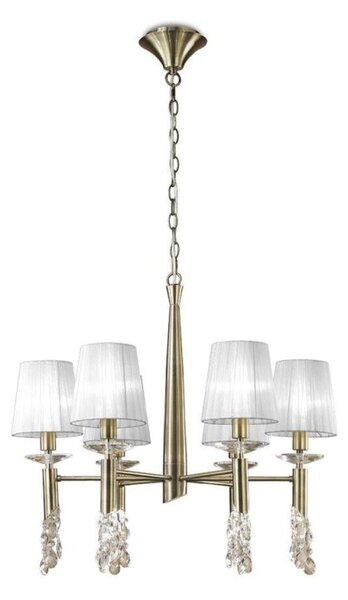 Mantra M3871 Tiffany 6+6 Light Round Pendant Light In Antique Brass With Soft Bronze Shades