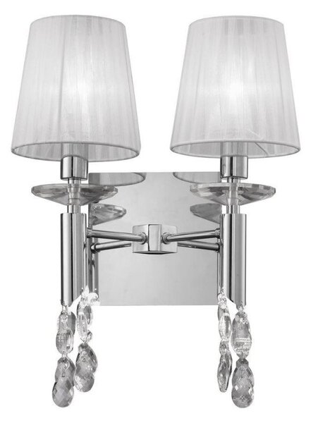 Mantra M3863/S Tiffany 2+2 Light Switched Wall Light In Chrome With White Shades