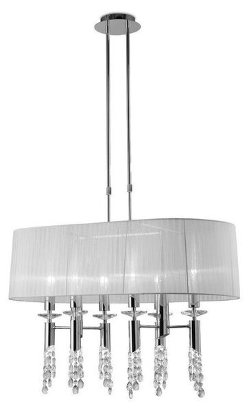Mantra M3853 Tiffany 6+6 Light Oval Pendant Light In Chrome With White Shade