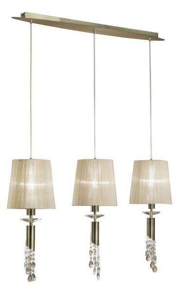 Mantra M3875 Tiffany 3+3 Light Linear Pendant In Antique Brass With Soft Bronze Shades