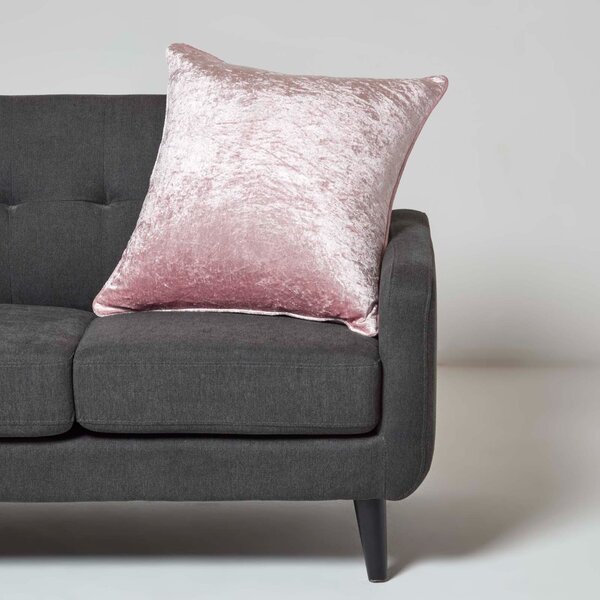 Homescapes Pink Luxury Crushed Velvet Cushion Cover, 60 x 60 cm