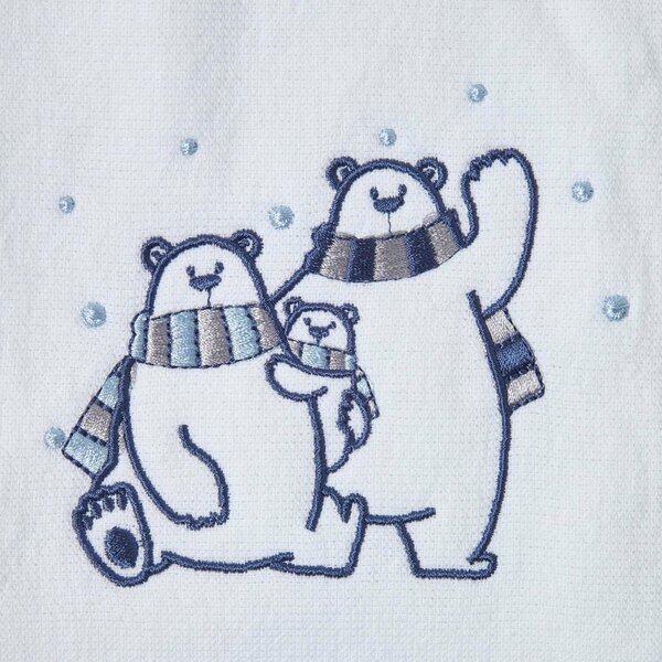 Homescapes 100% Cotton Polar Bear Embroidered Christmas Tea Towel