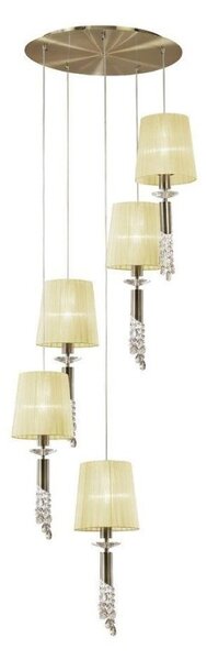 Mantra M3877 Tiffany 5+5 Light Spiral Pendant Light In Antique Brass With Soft Bronze Shades