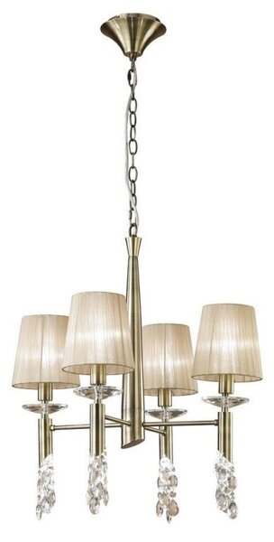 Mantra M3872 Tiffany 4+4 Light Round Pendant Light In Antique Brass With Soft Bronze Shades