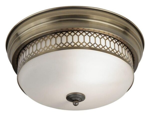 Searchlight 4132-2AB Edinburgh Flush Ceiling Light In Antique Brass