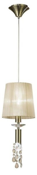 Mantra M3881 Tiffany 1+1 Light Single Pendant Light In Antique Brass With Soft Bronze Shade