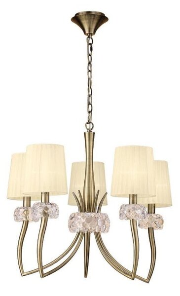 Mantra M4631AB Loewe 5 Light Ceiling Pendant Light With Shades In Antique Brass